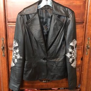 Beautiful embroidered leather blazer